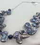 Peacock Blue Large Irregular Keshi Pearl Necklace - Image 1