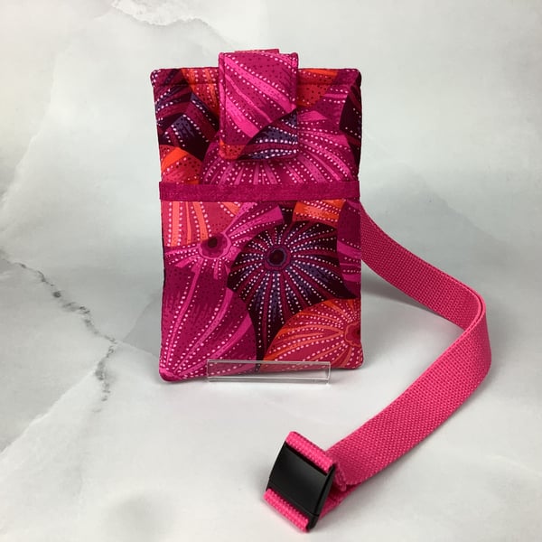 Sea urchin neck bag, Shells phone cover, Travel case, Detachable lanyard