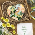 Chaffinch with Climbing Roses Heart - Summer Wall Hanging Decor & Keepsake Gift