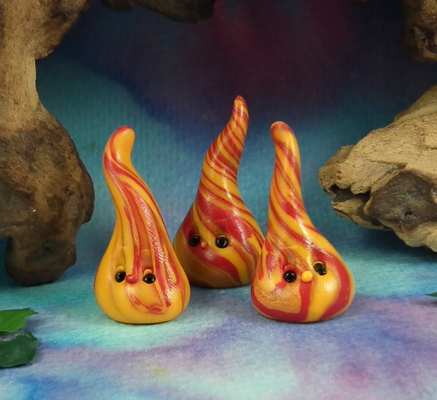 Trio of FireBugs Magic! OOAK Sculpt by artist Ann Galvin