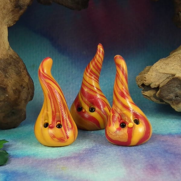 Trio of FireBugs Magic! OOAK Sculpt by artist Ann Galvin