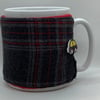 Fine Grey Tweed  Coffee Mug Cosie, Grey Tweed Mug Wrap