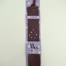 Leather Bookmark with Crystals Amethyst Centre Embossed Floral Pattern 