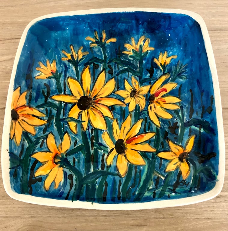 RUDBECKIA STONEWARE CERAMIC DISH