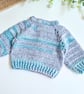 Newborn Crochet Baby Cardigan – Variegated Turquoise  - Image 5