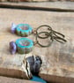 Rustic Flower Bead Earrings in Seafoam Green & Lavender Purple - Nature Inspired - Image 4