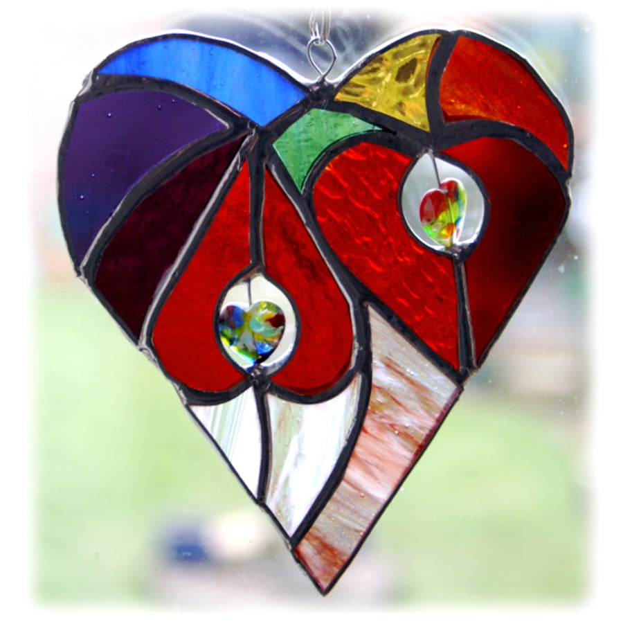Heart of Hearts Suncatcher Rainbow Stained Glass 
