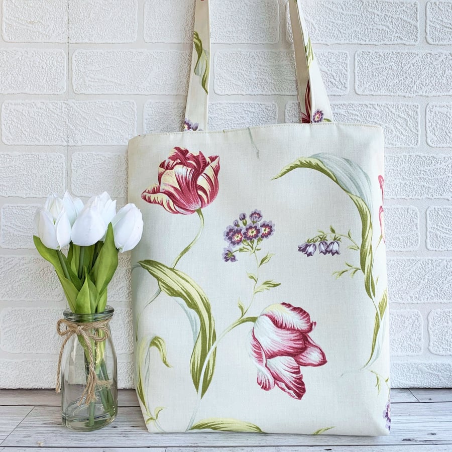 Tulips and Spring flowers tote bag