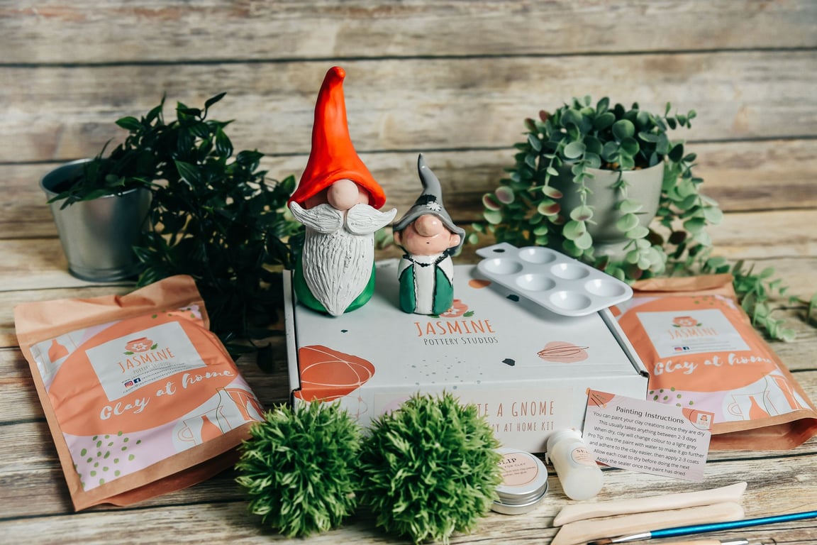 Gnome Clay Kit for Two - Air Dry Clay Craft, Couples Activity Gift