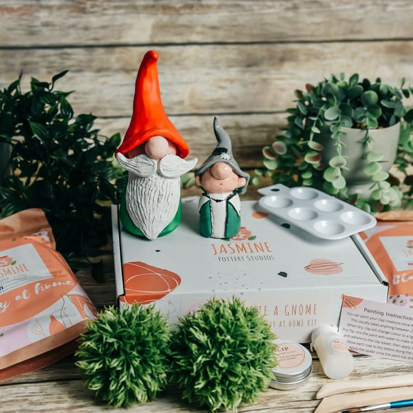Gnome Clay Kit for Two - Air Dry Clay Craft, Couples Activity Gift