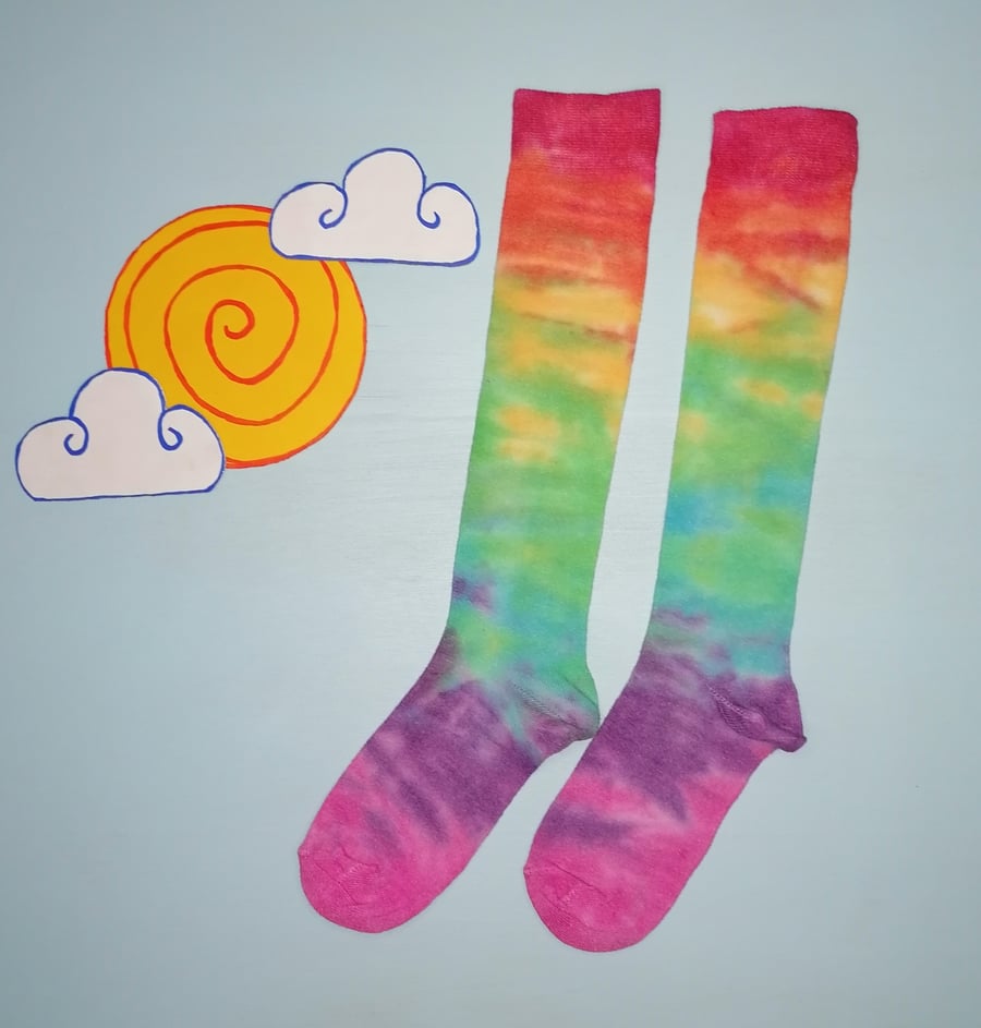 Knee High Rainbow Tie Dye Socks 