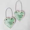 Hand Painted Wooden Heart Hanging Decoration 'Love You'