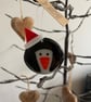  Fused glass Christmas penguin Santa hat gift - Image 1