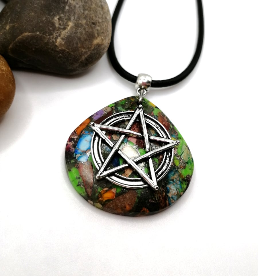 Sea Sediment Jasper Pentacle Necklace