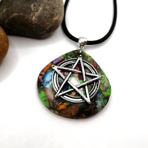 Sea Sediment Jasper Pentacle Necklace