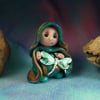 Tiny Magical Gnome 'Trella' with enamel dragonfly OOAK Sculpt by Ann Galvin