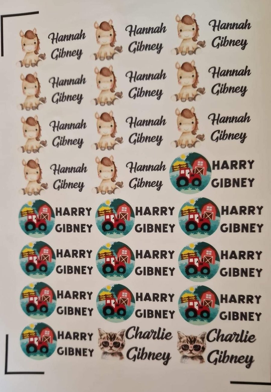 Name Labels for Back to School