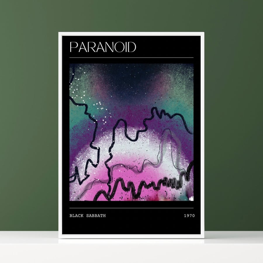 Music Poster T Shirt Black Sabbath - Paranoid Abstract Painting Art Print 