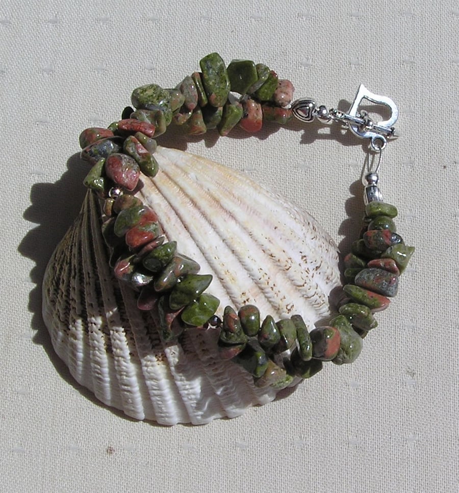 Unakite Crystal Gemstone Beaded Chakra Bracelet "Teagan"
