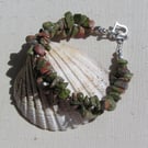 Unakite Crystal Gemstone Beaded Bracelet "Teagan"