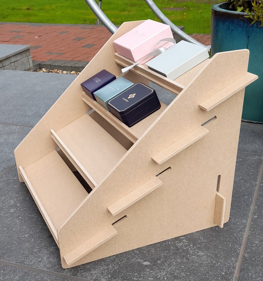 Jewellery Box Display Stand - 4 Shelf (Sloping) - Flat packing