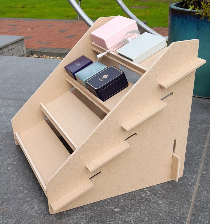 Jewellery Box Display Stand - 4 Shelf (Sloping) - Flat packing