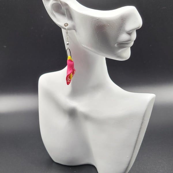 Polymer clay earrings - handmade Calla lily jewellery