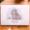 ‘It’s ok to be sad sometimes’ rabbit art greetings card