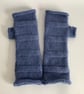 FINGERLESS MITTS , wristwarmers .'Tamar Valley'  Alpaca,wool. Dusky blue. - Image 3