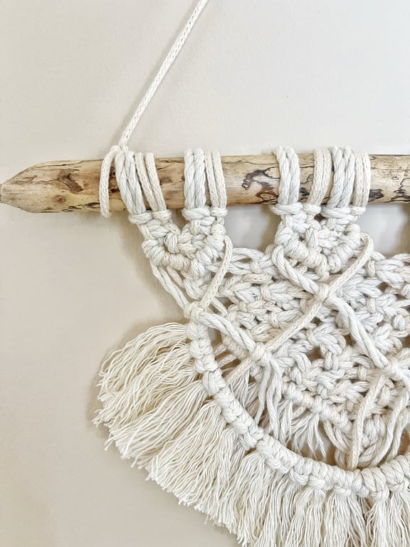 Driftwood & Macrame Heart Patterned Wall Piece