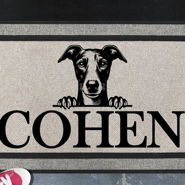 Whippet Dog Door Mat No.2 - Personalised Whippet All Weather Doormat - 45x70cm 