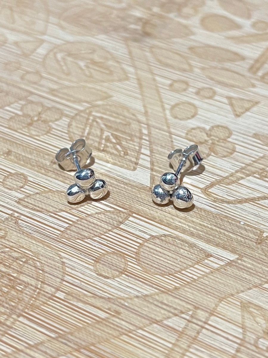 Recycled Silver Large Size Berry Stud Earrings