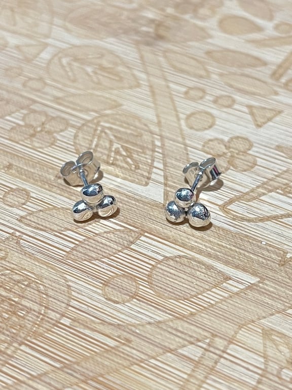 Recycled Silver Large Size Berry Stud Earrings