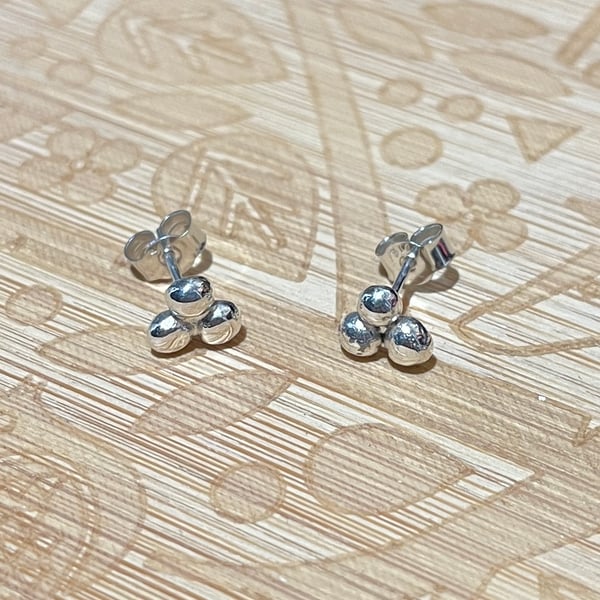 Recycled Silver Large Size Berry Stud Earrings