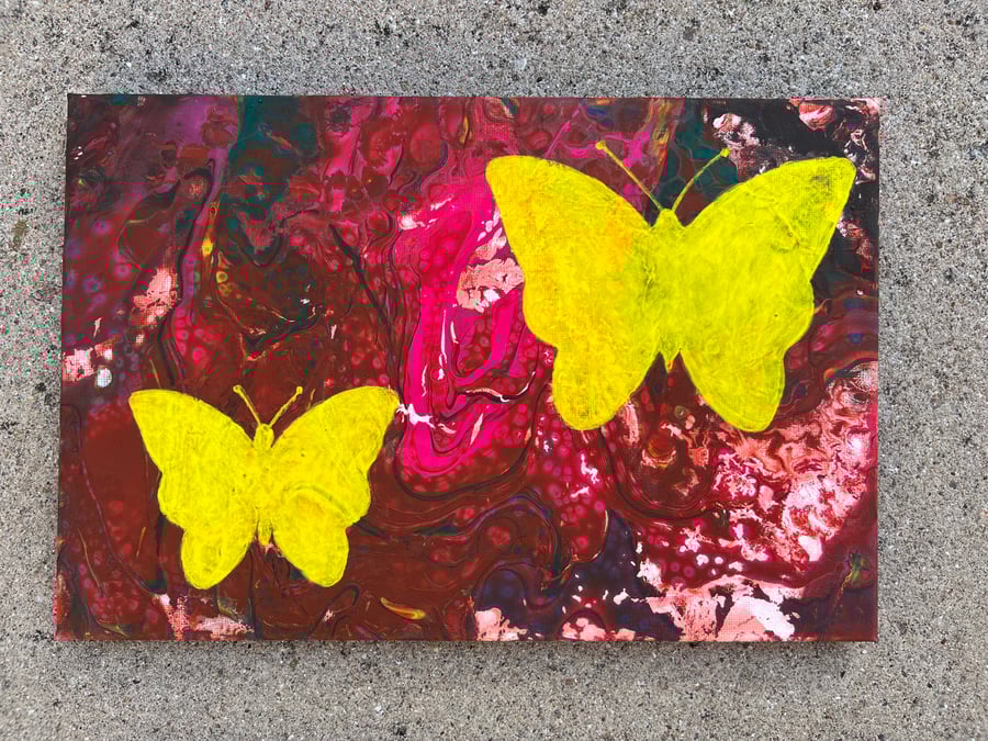 Canvas Marble Butterfly Painting