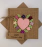 Handmade Valentines card. Pale pink heart and flowers, wool felt. Keepsake card. - Image 3
