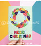 Green Rainbow Holly Wreath Christmas Greetings Card