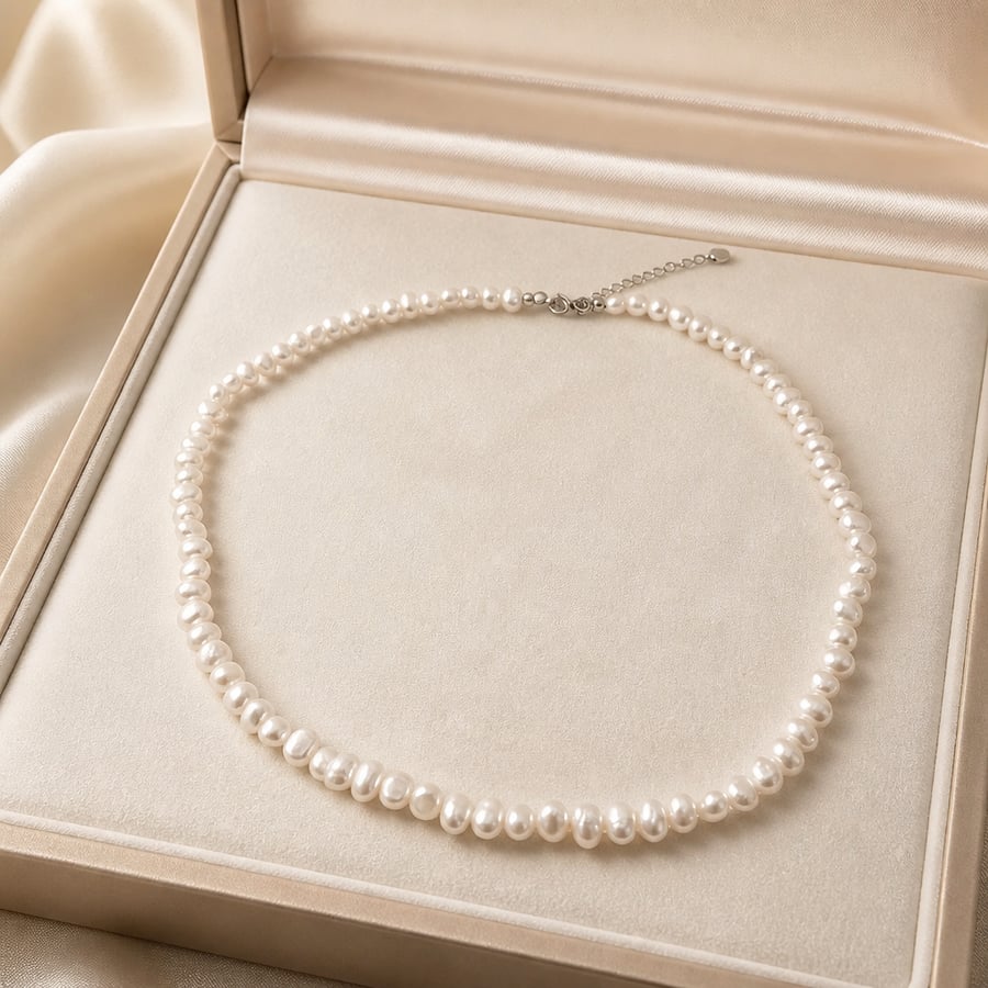 Image of Irregular Freshwater Pearl Necklace in Sterling Silver – Meaningful Gift