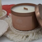 Rose Oud Soy Tin Candle with Wood Wick