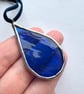 Stained glass raindrop set of 3 in blue vintage glass  - Image 3