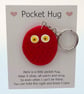 Ruby Red Pocket Hug Owl Keychain Cute Bag Charm - Image 4