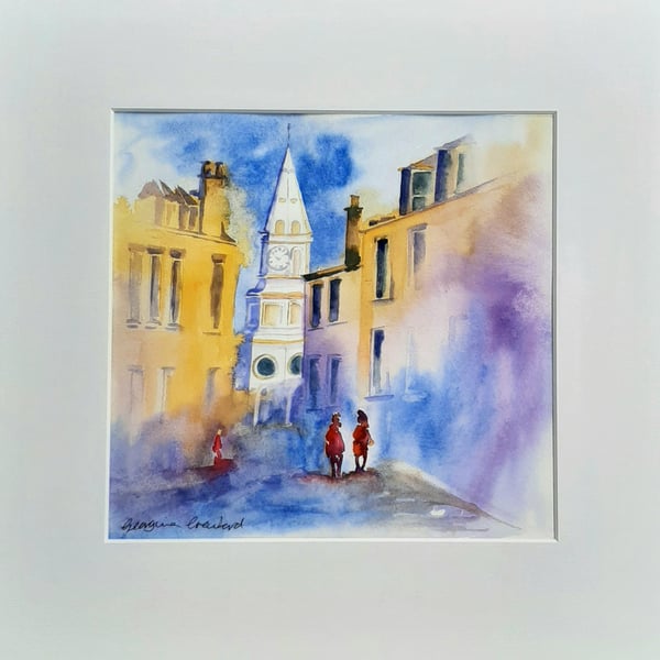 Original Watercolour Painting. The Town Hall. Ready to Frame. Free UK Post