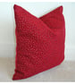 Red Cushion Cover 16 inch Chenille 16" Pink Spots 40cm Square With Zip