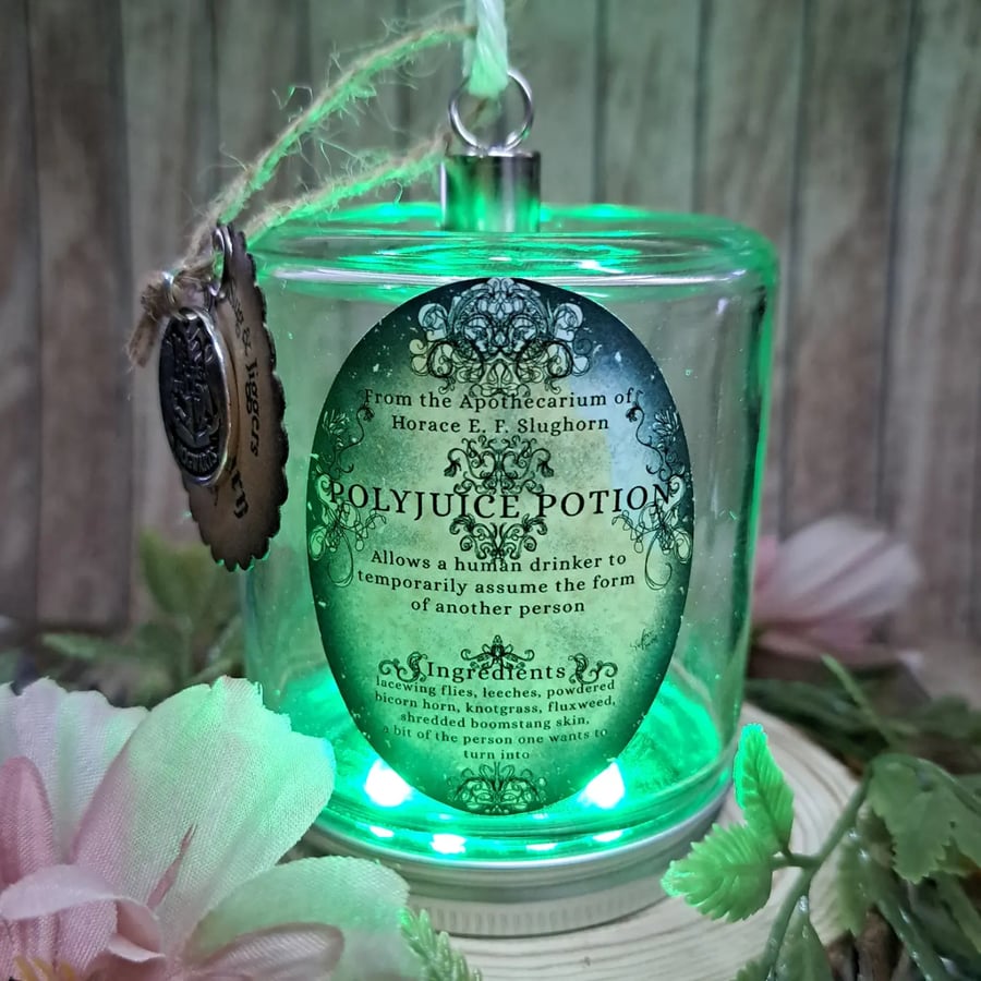 Light Up Faux Potion Jar - Magic Decor Storage Handmade 