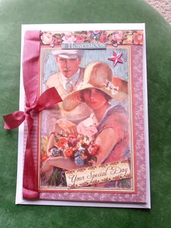 Vintage-style Wedding Card - Pretty Card - Special Wedding Card