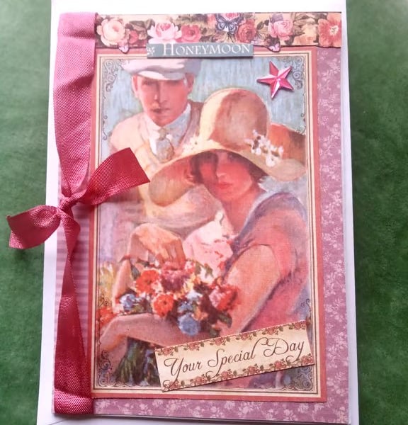 Vintage-style Wedding Card - Pretty Card - Special Wedding Card
