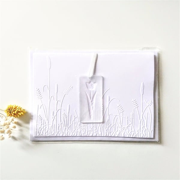 Contemporary Tulip Design Glass Hanger and Greetings Card