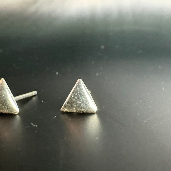 Handmade Fine Silver Triangle Stud Earrings