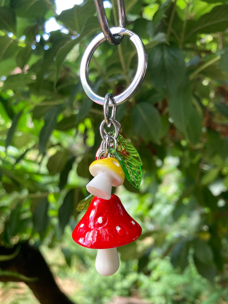 Faery Toadstool bag charm or keyring red