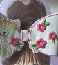 Handmade Embroidered Cat  Hair Bow – Faux Leather Hair Clip - Image 2